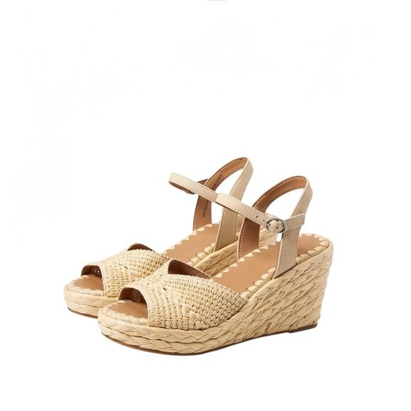 Gentle Souls Nomi Sandal Wedge Espadrille Natural Raffia Size 7.5 - Picture 1 of 11